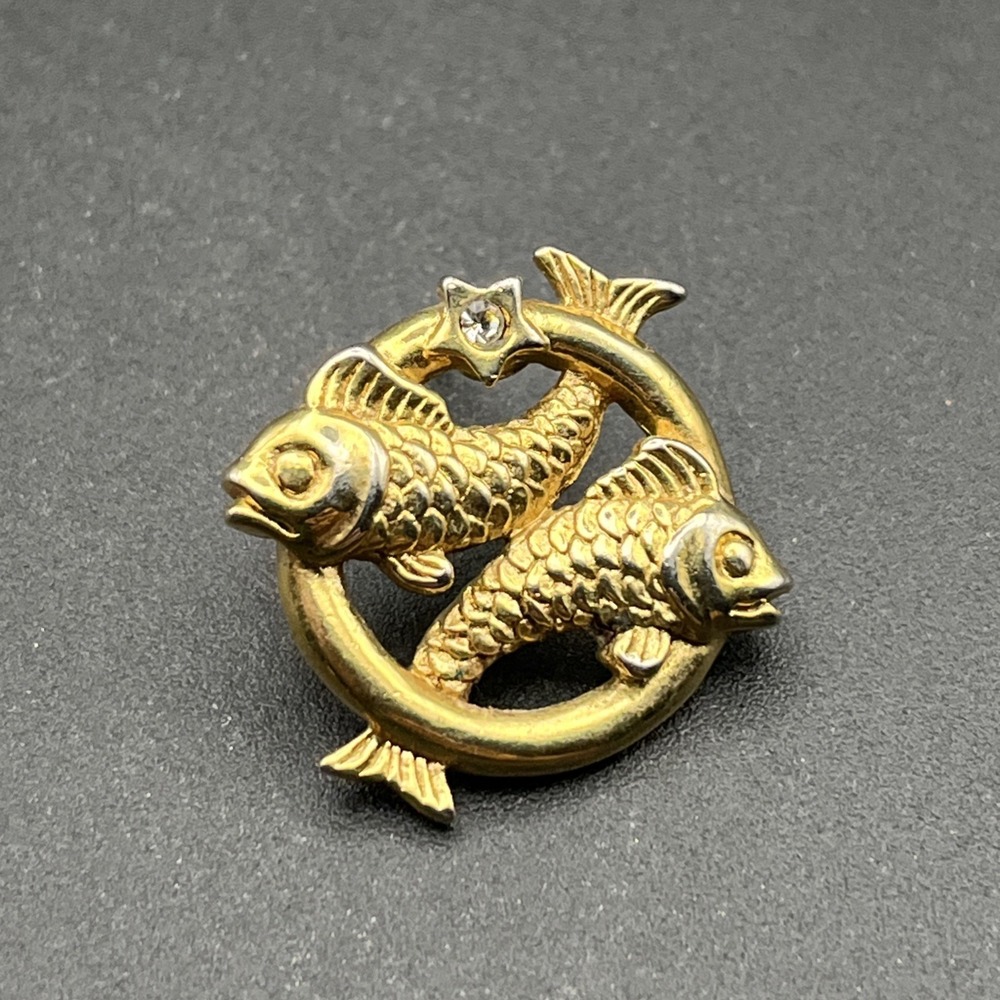 Pisces Zodiac Sign Astrology Fish Gold‎ Tone Lapel Hat Pin